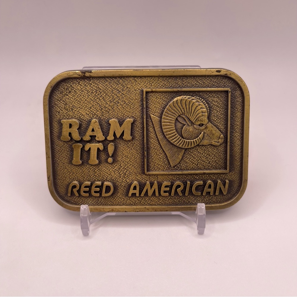 RJ Roberts & Co. Ram It! Reed American Sheep Brass Belt Buckle